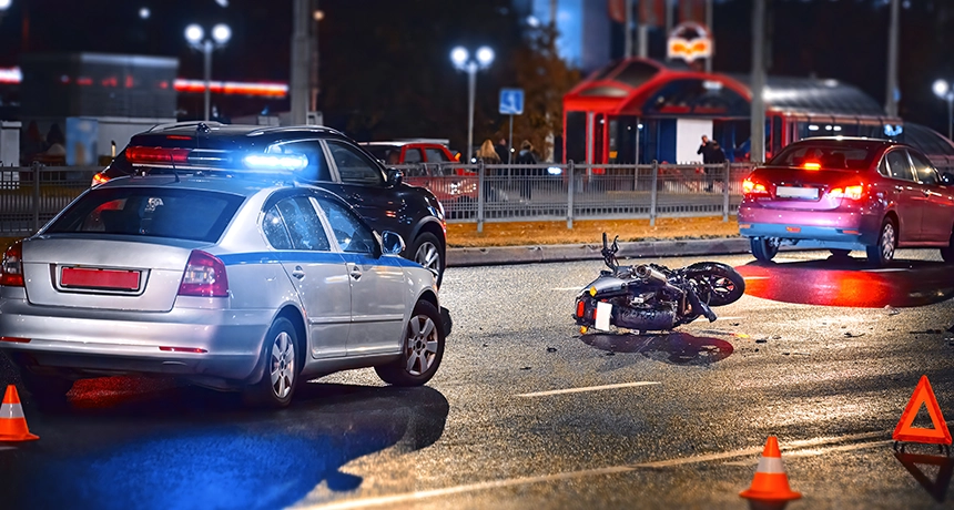 motorbike accident at night